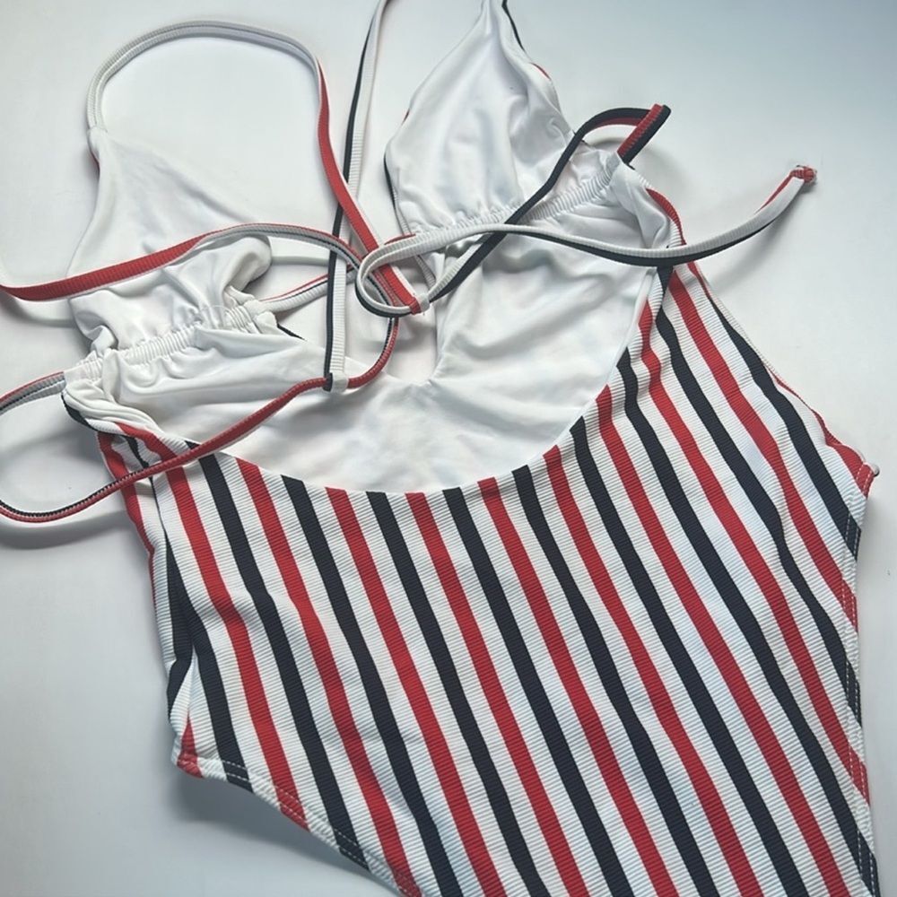 NWOT Frankie’s Bikinis Janelle Striped One Piece Suit in Americana Size XS - Picture 11 of 14